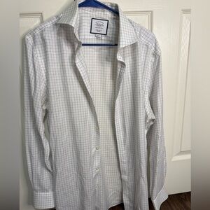 Charles Tyrwhitt White and Blue Checkered‎ Dress Shirt- XL (16 3/4in)